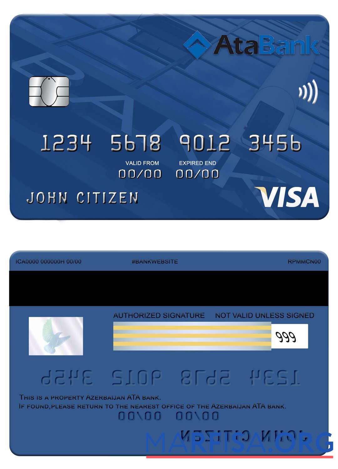 Downloadable Azerbaijan ATA bank visa card example